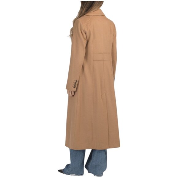 ANNE KLEIN Wool And Cashmere Blend Single Breasted Notch Collar Long Coat - Picture 2 of 2